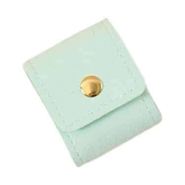 Imagem de Dynwave Mini estojo de viagem para joias com fivela, bolsa de couro de microfibra para guardar broches, anéis e bijuterias em férias na praia, Verde