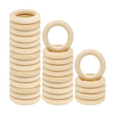Imagem de 10 peças de anéis de madeira sem pintura para macramê, argolas de madeira natural para fazer joias DIY e conectores de pingente, suprimentos de artesanato em branco para apanhadores de sonhos e