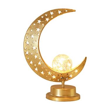 Imagem de Luzes de Noite Ramadã Eid Lâmpada Mesa Ferro Luas Crescentes LED Fadas Estilo Muçulmano Decorativas para Decoração Festa em Casa Mubarak