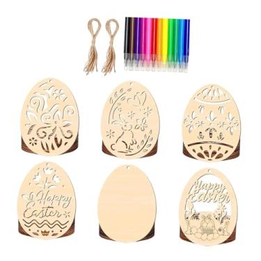 Imagem de predolo Recortes de Ovos de Páscoa em Madeira, Enfeites de Ovos em Madeira Versáteis, Podem Ser Usados ​​com Canetas Aquareláveis, Decorações para Pendurar, Style a