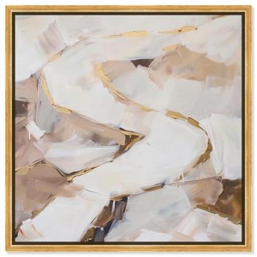 Imagem de Art Remedy Tela minimalista abstrata com profundidade de caramelo, moldura dourada, 61 cm x 61 cm