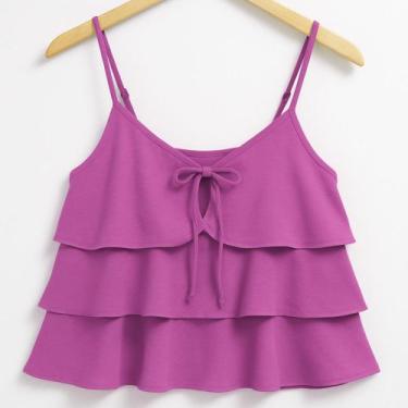 Imagem de Blusa Cropped Tres babados com alças regualveis Basico Duna - Univisio