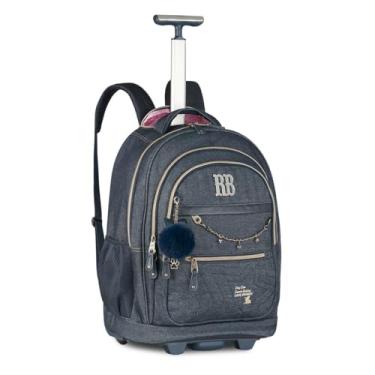 Imagem de Mochila Carrinho Jeans Rebecca Bonbon Bolsa Escolar Adolescente RB27023