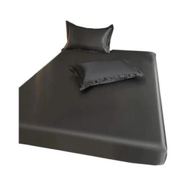 Imagem de Lençol Elástico De Cetim Para Colchão De Solteiro, Casal, King, Queen,