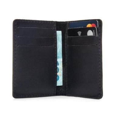 Imagem de Carteira Masculina Bertoni Couro Legítimo 6 Cartões, Preto fosco