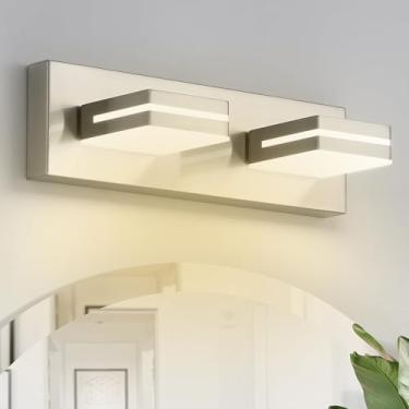 Imagem de Luz de espelho LED Arandelas de parede de banheiro Rotativo 350° Lâmpada de parede de ângulo ajustável Armário Iluminação de parede para sala de estar quarto penteadeira banheiro (Luz neutra prateada