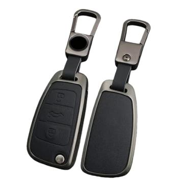 Imagem de Compatível com Audi TT TTRS 8j 8n 8s mk1 mk2 mk3 S line liga de zinco porta-chaves do carro suporte shell protetor de controle remoto acessórios para chaveiro(A-Black keychain)