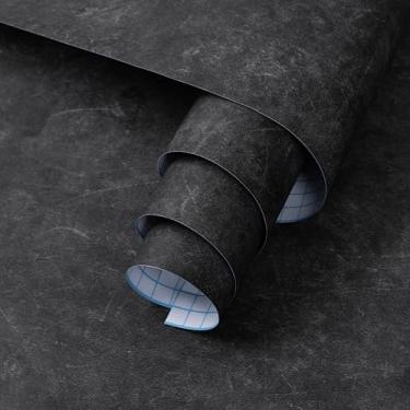 Imagem de Papel de parede de concreto cinza para descascar e colar, papel de contato de cimento cinza para bancadas, papel de parede removível à prova d'água para revestimento de parede de móveis envoltório de