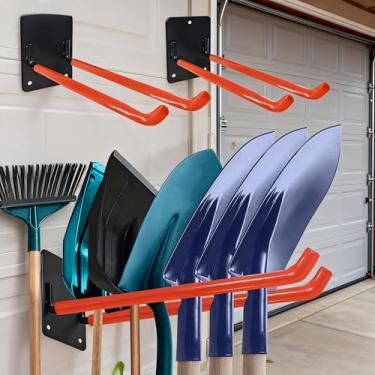 Imagem de Suporte de parede de gancho de jardim resistente – Gancho de metal extra grande antiderrapante para quintal ao ar livre, organização de ferramentas de garagem, comporta mangueira, escada, ferramentas