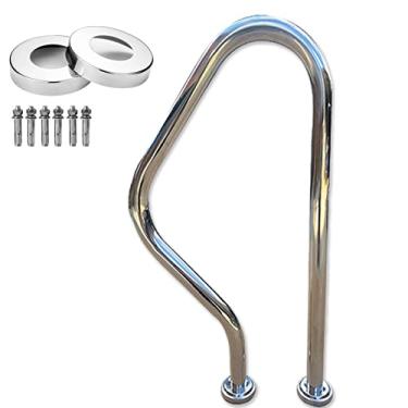 Imagem de AkosOL Corrimão de piscina de aço inoxidável para piscina, trilho, guia manual, antiderrapante, segurança, corrimão de escada de 3 dobras | Decoração de casa, escada de barras de apoio de piscina