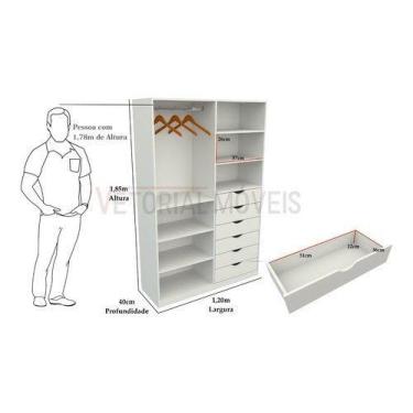 Imagem de Armário Arara Gaveta Verônica M17 100% Mdf Sapato Roupa - VETORIAL MÓV
