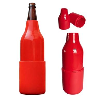 Imagem de Garrafa Porta Cerveja 600ml Fri-Ice Frigela Camisinha Térmica Cerveja gelada Com Câmara Fria Cor Vermelho
