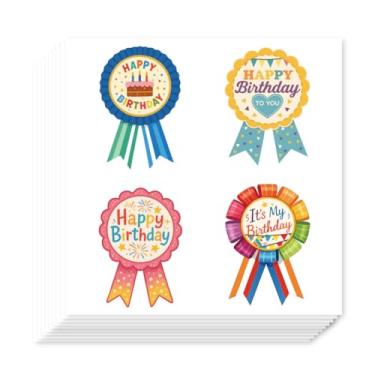 Imagem de AHANDMAKER 80 pçs adesivos de feliz aniversário adesivos adesivos de crachá de aniversário para agenda, agenda, scrapbook, artesanato, artes, diário, saco de presente, selo temático, decoração de