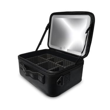 Imagem de Nécessaire de maquiagem de luxo com espelho e luz LED.