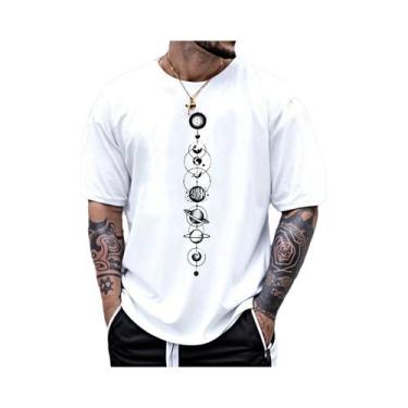 Imagem de Camiseta Masculina De Verão Em Algodão Casual Esportiva Com Estampa De