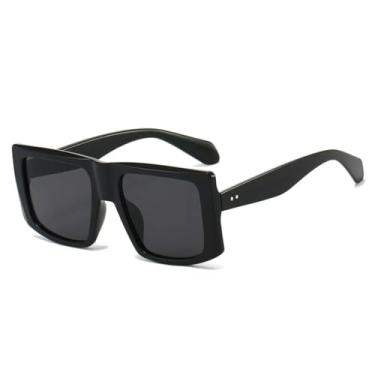 Imagem de Óculos de Sol Femininos Retrô com Armação Grande e Degradê, Estampa de Leopardo, Modelo Simples, Proteção UV400 (Preto)