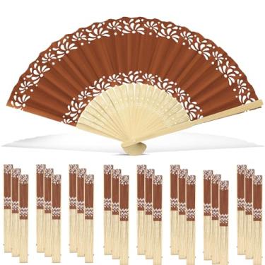 Imagem de Fiwochic 24 peças de leques de mão de papel mexicano leque dobrável portátil para casa igreja decoração de escritório suprimentos DIY lembrancinhas de festa de dança nupcial para casamento, chá de
