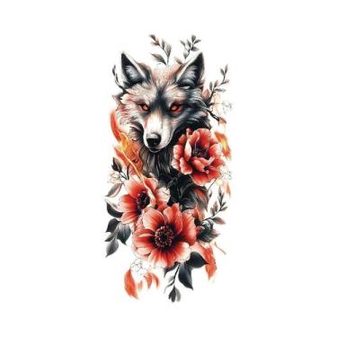 Imagem de Adesivo Temporário De Tatuagem À Prova d'Água De Leão, Lobo E Tigre Pa