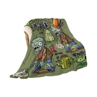 Imagem de Cobertor Estampado Estilo Contemporâneo P-Plants Vs Z-Zombi, Multiuso 