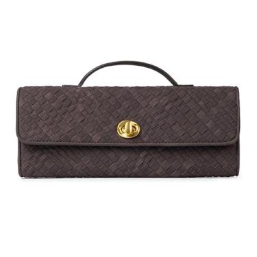 Imagem de Joryin Bolsa feminina de tecido para noite, bolsa tiracolo de camurça, chocolate, bolsa tiracolo formal para noite