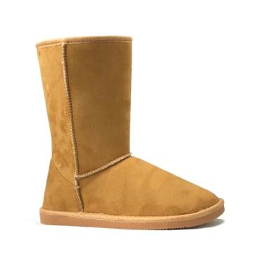 Imagem de Botas de inverno femininas clássicas de camurça de pele sintética na altura da panturrilha sola de borracha, 430 Camel, 10