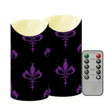 Imagem de Wassud Pacote com 2 velas elegantes sem chama de carnaval com controle remoto, velas realistas cintilantes com temporizador, velas decorativas para Natal, casamento, festa, decoração de casa média
