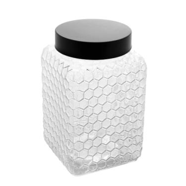 Imagem de WOLFF - Pote de Vidro com Tampa Preta Colméia 13x20cm 2,4l