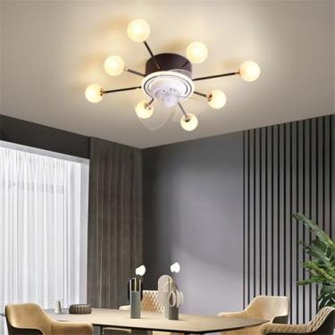 Imagem de Ventilador de teto com luz e controle remoto G9, ventilador de teto invisível com controle remoto, lustre, luminária de teto silenciosa com timer para sala de estar, quarto e sala de jantar