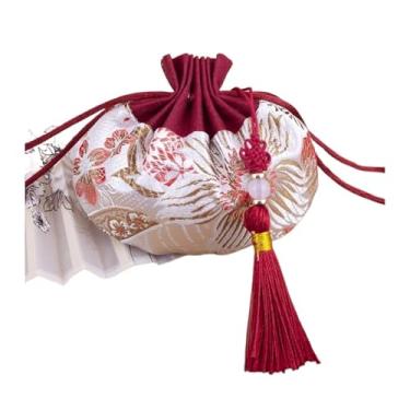 Imagem de Bolsa para festival, flor, bordado, brocado, retrô, bolsa de armazenamento de joias, embalagem pequena (branca)