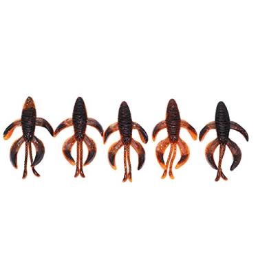 Imagem de Isca macia Isca de pesca artificial Isca de camarão Eco amigável Resistência de alto impacto Design realista para água salgada Walleye Pike Truta Rockfish PVC 3in 5pcs (Marrom)
