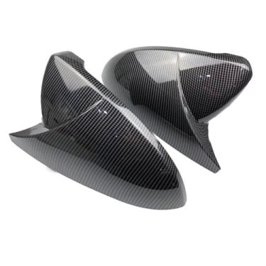 Imagem de Capa de espelho compatível com vw golf mk7 7.5 gti 7r, 2 peças, capa de retrovisor, aparência de carbono, preto brilhante, cromado fosco(Carbon Look Black)