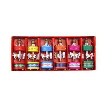Imagem de Ornamentos De Carrossel De Madeira De Natal 6pcs Mini Brinquedos De Ma