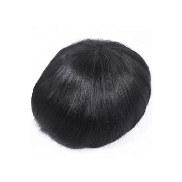 Imagem de Aplique de testa Peruca masculina de cabelo humano com renda respirável em PU, sistema substituição perucas(7x10)