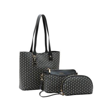 Imagem de Bolsa Feminina Chenson Monograma Baby Urso Kit 3 peças - Preto - 3485366