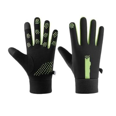 Imagem de Luvas de inverno para ciclismo, resistência térmica, frio, vento, impermeável, luvas quentes para corrida ao ar livre, esqui, (verde)