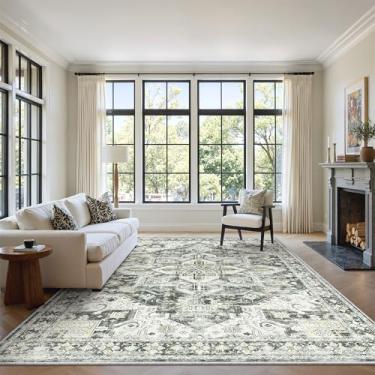 Imagem de Tapete de 1,8 x 2,7 m zesthome Grande para sala de estar, tapete lavável resistente a manchas, tapetes para quarto com fundo antiderrapante, tapete ultrafino vintage, 1,8 x 2,7 m