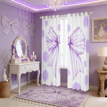 Imagem de Cortinas de janela infantis com gravata borboleta, românticas lindas princesas, decoração de quarto de meninos e meninas, roxo 2 painéis, 96 x 137 cm C cm