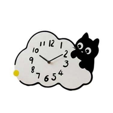 Imagem de Generic Relógio de parede de gato fofo, relógio decorativo, criativo, silencioso, minimalista e adorável em acrílico para quarto infantil, quarto e sala de, 20cm