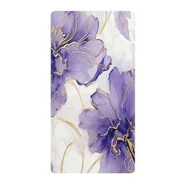 Imagem de Blueangle Lençol de berço padrão para berço infantil - Lençóis de algodão macio e respirável com flor roxa e prata (486)