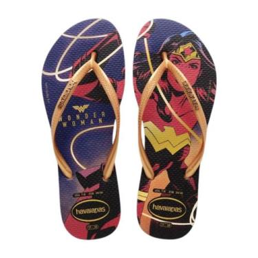 Imagem de Sandalia Havaianas Slim Wonder Woman 24.25, Marinho, Ouro, 39.40