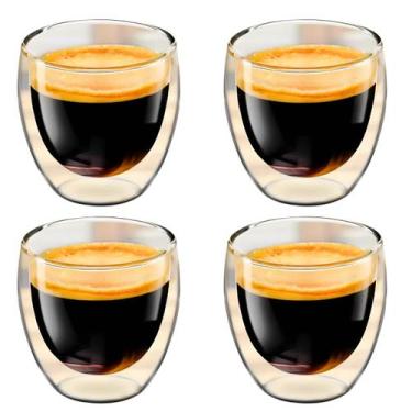 Imagem de Copo Vidro duplo 80ml Moderno Duo Dose Café Expresso Suco Café Capucci