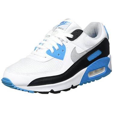 Imagem de Tênis masculino Nike Air Max 90 Retro Azul Laser 2020 CJ6779-100, Wt/Bk/Gry Fog/Lsr Blu, 10.5