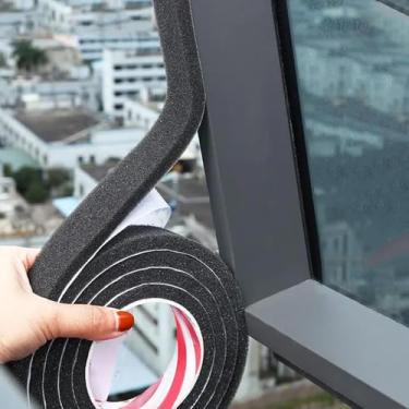 Imagem de 1 rolo fita de vedação de esponja para janela de porta autoadesiva, à prova de som, à prova de vento, à prova de poeira, 2 m (largura 1,5 cm)