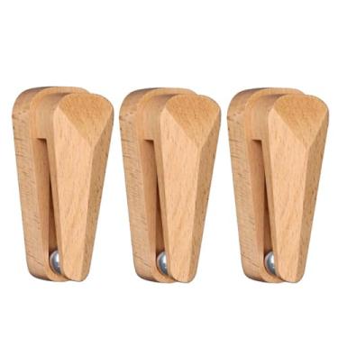 Imagem de Clips de Toalha Madeira Faia com Autoadesivo Suporte Aço Carbono para Parede Armazenamento Multifuncionais sem Perfuração Cozinha e Quarto