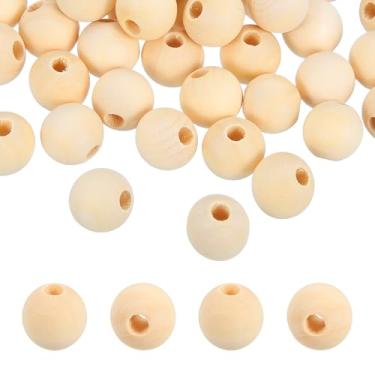 Imagem de PATIKIL 200 peças de contas de madeira natural marrom de 14 mm com furo de 4 mm bolas espaçadoras soltas de madeira redondas inacabadas a granel para artesanato faça você mesmo, guirlanda, macramê