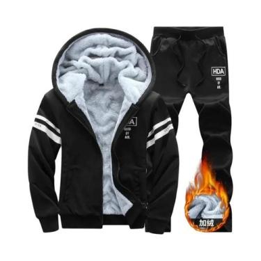 Imagem de Conjunto De Esportes De Inverno Masculino, Suéter Casual Com Capuz E C