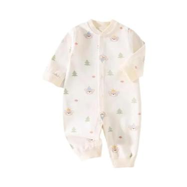 Imagem de Macacão De Algodão Para Bebê Recém-Nascido, Manga Longa, Roupa De Loun