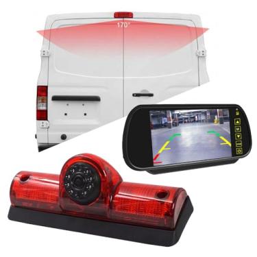 Imagem de Lâmpada de luz traseira de montagem alta, câmera retrovisora, câmera de estacionamento + tela LCD de 7 polegadas para Nissan NV 1500/2500/3500 S SV SL Cargo Vans Transporter 2011-2021