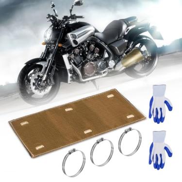 Imagem de YIBEICO Escudo de tubo de titânio com luvas, escudo térmico de exaustão de 30,5 cm x 15,2 cm, design de material de duas camadas, proteção contra calor de até 732 °C, protetor térmico de tubo protetor