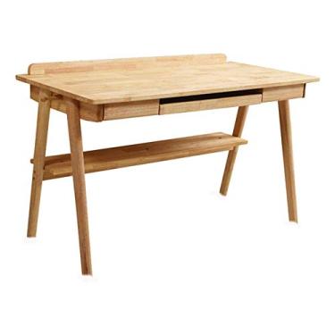 Imagem de Mesa de computador pequena simples de madeira maciça com teclado feita de madeira maciça estável e durável, fácil de instalar
